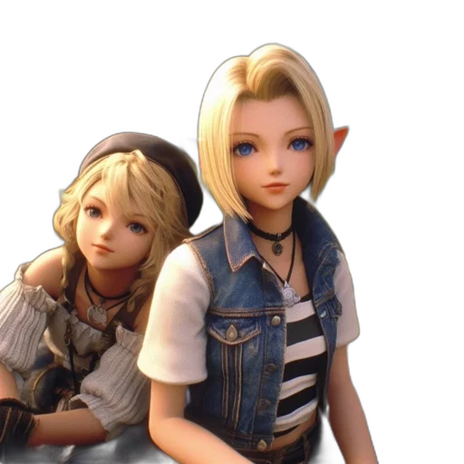 staff, 3d render, concept art, fantasy art, photorealistic, three, characters, blonde transparent PNG cut-out
