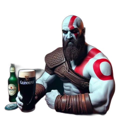 bottle, robot, creature, 3d render, fantasy art, concept art, pixel art, kratos-like transparent PNG cut-out