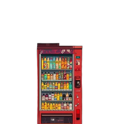 food, robot, weapon, furniture, vaporwave, 3d render, pixel art, colorful transparent PNG cut-out