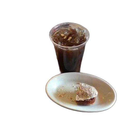 food, crown, photorealistic, cup, iced, coffee, sits, next transparent PNG cut-out