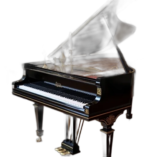 furniture, weapon, photorealistic, 3d render, grand, piano, glossy, finish transparent PNG cut-out