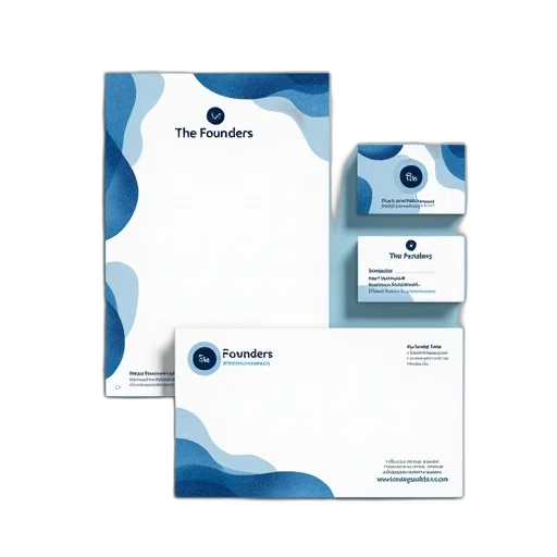 blue, set, business, stationery, featuring, white, abstract, design transparent PNG cut-out