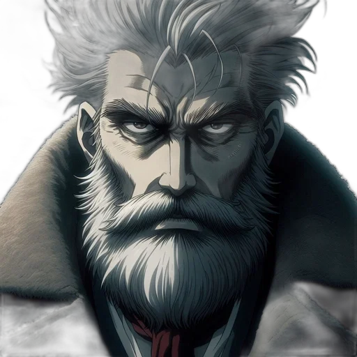 face, staff, concept art, comic book art, fantasy art, anime, older, man transparent PNG cut-out