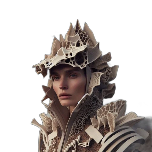 hat, crown, jacket, mask, concept art, fantasy art, 3d render, photorealistic transparent PNG cut-out