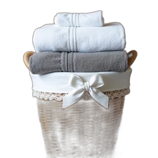 earth tones, monochrome, blue, wicker, laundry, basket, filled, folded transparent PNG cut-out