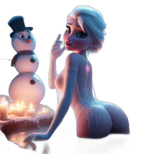 concept art, 3d render, fantasy art, cartoon, snow, fire, neon lights, night transparent PNG cut-out