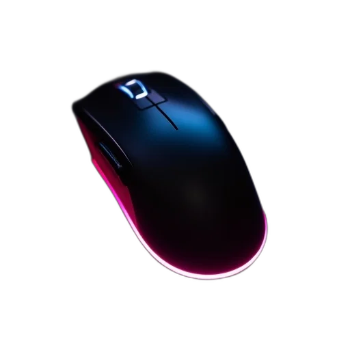 3d render, photorealistic, black, computer, mouse, pink, light, bottom transparent PNG cut-out