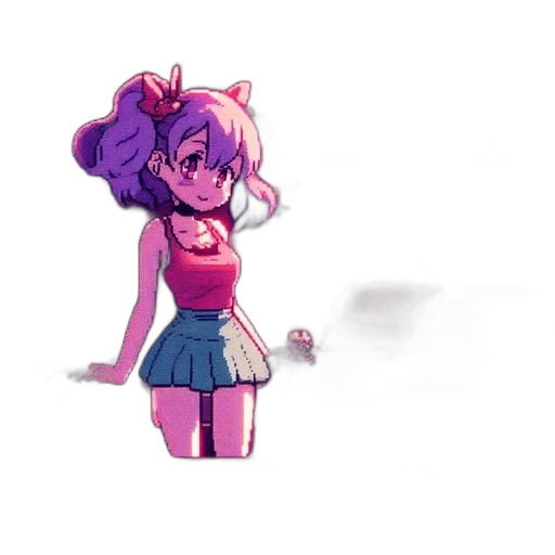 creature, dress, staff, robot, concept art, pixel art, anime, watercolor transparent PNG cut-out