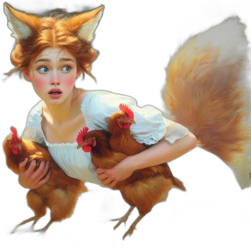 animal, concept art, fantasy art, watercolor, photorealistic, young, woman, red transparent PNG cut-out