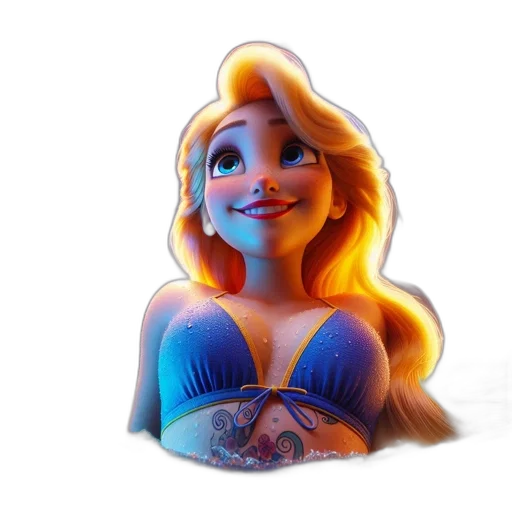 crown, dress, face, 3d render, concept art, fantasy art, cartoon, underwater transparent PNG cut-out