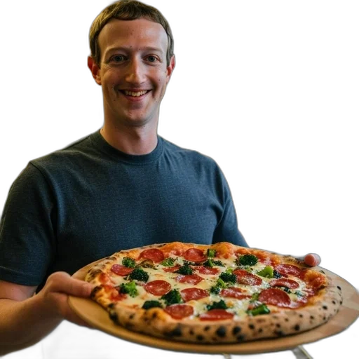 food, face, weapon, robot, man, holds, pizza, pepperoni transparent PNG cut-out
