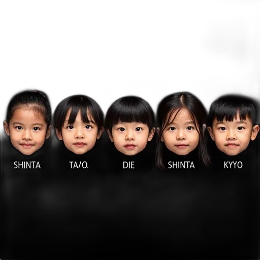 photorealistic, 3d render, dark, row, six, children, faces, black transparent PNG cut-out