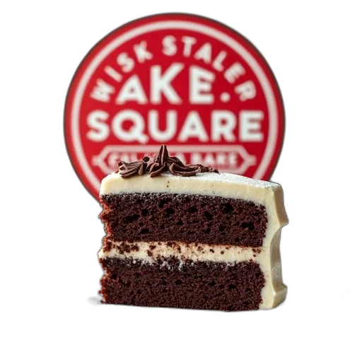 food, staff, 3d render, slice, chocolate, cake, white, frosting transparent PNG cut-out