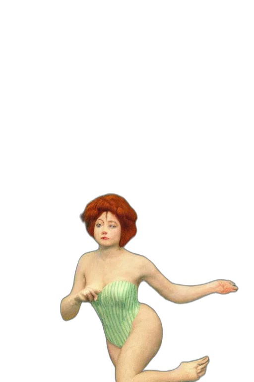 dress, creature, hair, staff transparent PNG cut-out