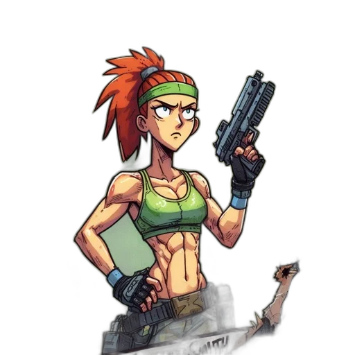 weapon, concept art, pixel art, cyberpunk, comic book art, poster, features, muscular transparent PNG cut-out