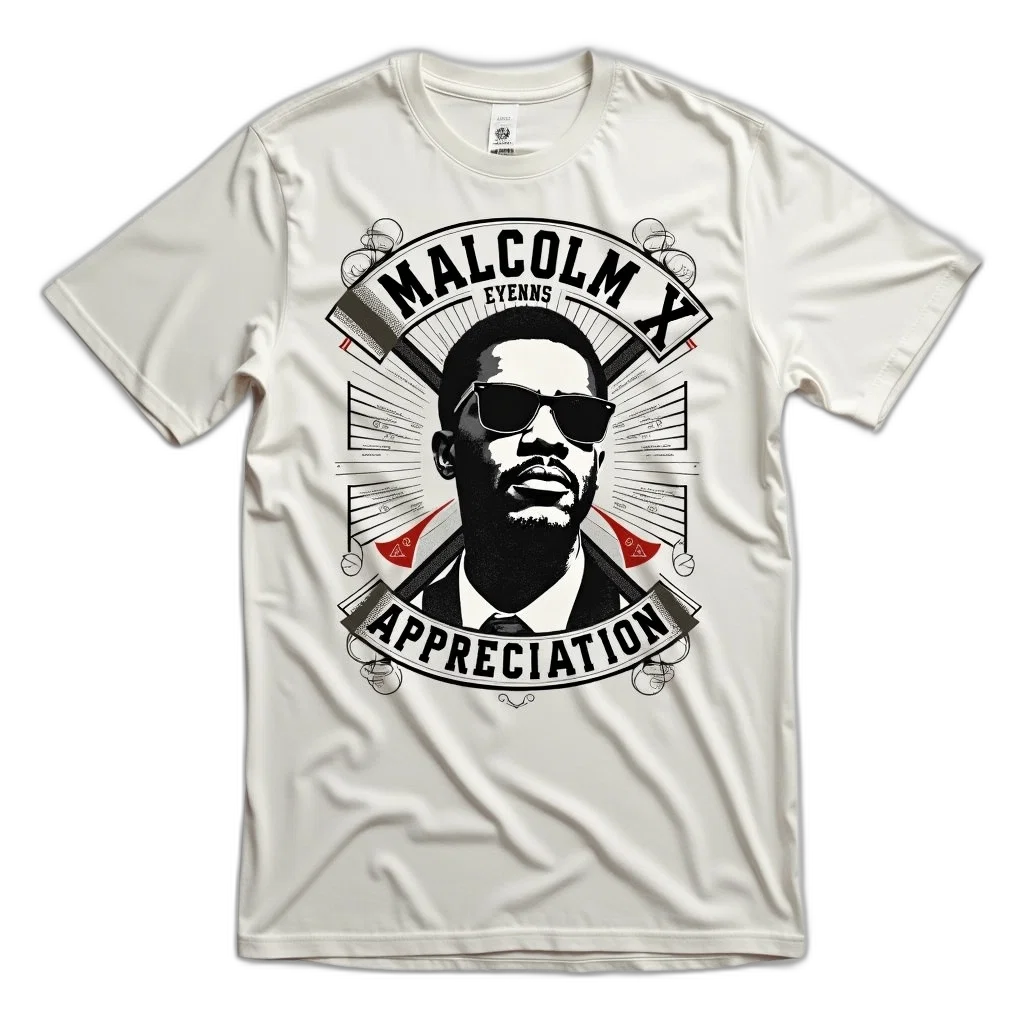 white, t-shirt, graphic, design, featuring, stylized, portrait, man transparent PNG cut-out