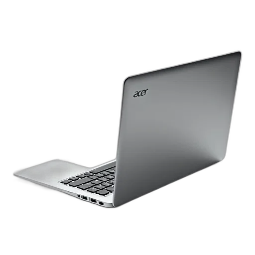 3d render, sleek, silver, laptop, brand, name, acer, top transparent PNG cut-out