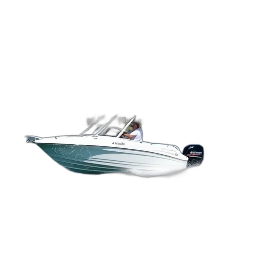 white, speedboat, canopy, speeding, through, water, leaving, wake transparent PNG cut-out
