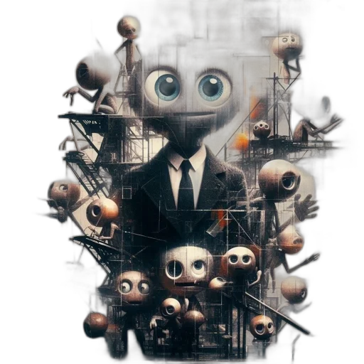 robot, mask, face, creature, concept art, comic book art, cartoon, 3d render transparent PNG cut-out