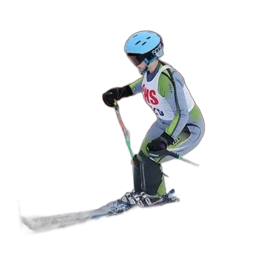 staff, robot, photorealistic, 3d render, skier, green, white, suit transparent PNG cut-out