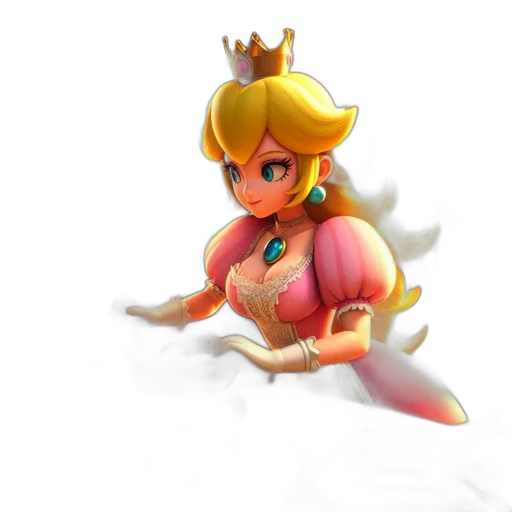 crown, dress, weapon, staff, 3d render, concept art, fantasy art, pixel art transparent PNG cut-out