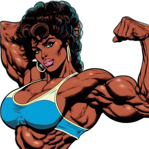 comic book art, cartoon, concept art, photorealistic, athletic, woman, prominent, build transparent PNG cut-out