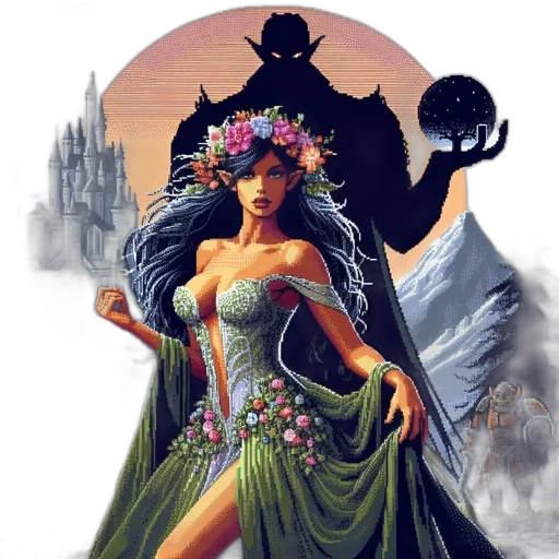 dress, fantasy art, comic book art, concept art, pixel art, sunset, fire, night transparent PNG cut-out