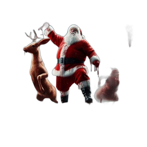 concept art, fantasy art, 3d render, pixel art, wintry, setting, large, santa transparent PNG cut-out