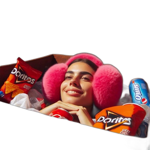 food, face, creature, jacket, photorealistic, vaporwave, 3d render, young transparent PNG cut-out