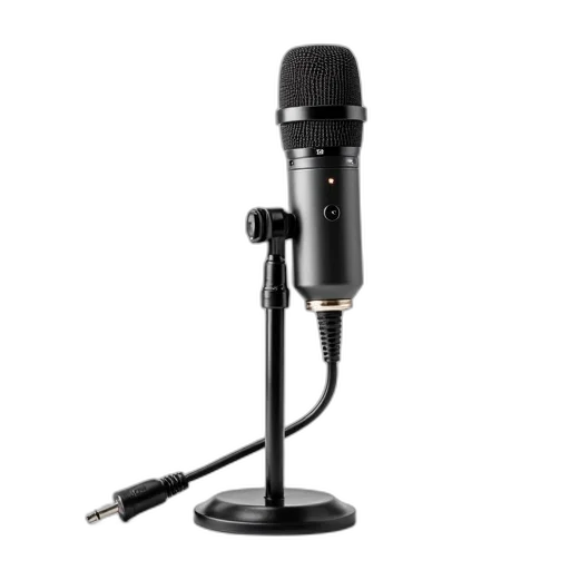 staff, professional, microphone, black, mesh, grille, silver, base transparent PNG cut-out