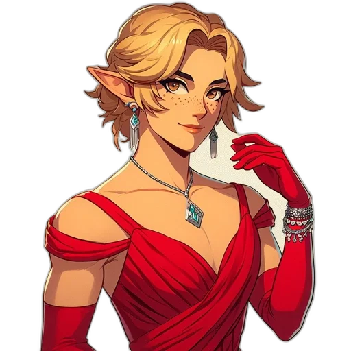 dress, crown, jewelry, staff, concept art, fantasy art, pixel art, cartoon transparent PNG cut-out