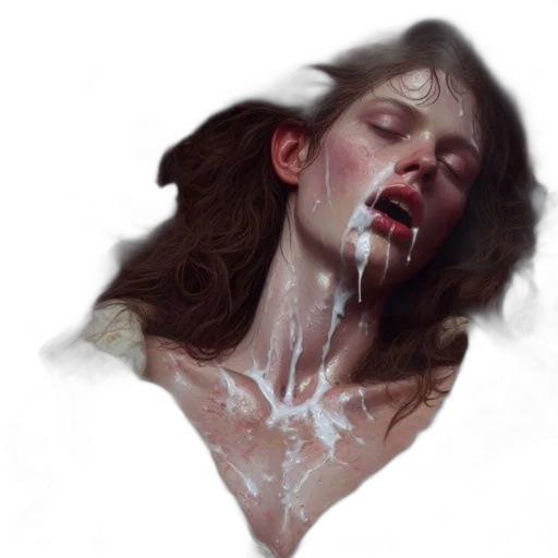 face, photorealistic, concept art, oil painting, fantasy art, woman, lies, among transparent PNG cut-out