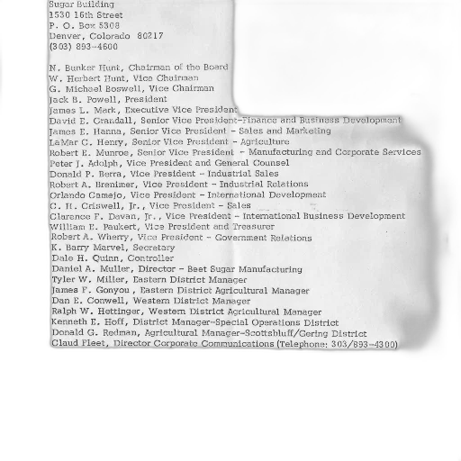 staff, list, names, titles, sugar, building, company, shown transparent PNG cut-out