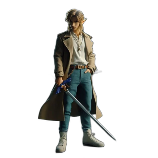 jacket, sword, staff, weapon, concept art, 3d render, fantasy art, photorealistic transparent PNG cut-out