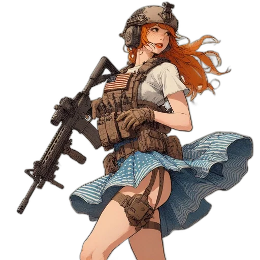 weapon, dress, concept art, pixel art, anime, fantasy art, woman, vibrant transparent PNG cut-out