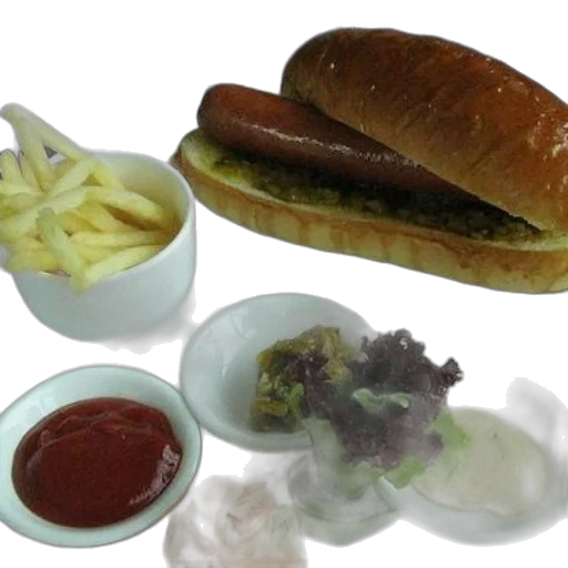 food, photorealistic, 3d render, hot, dog, mustard, relish, served transparent PNG cut-out