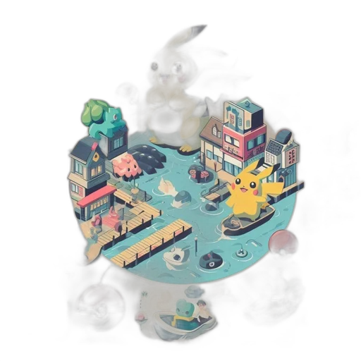crown, concept art, pixel art, 3d render, fantasy art, fog, underwater, city street transparent PNG cut-out