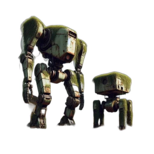 robot, weapon, creature, concept art, pixel art, 3d render, watercolor, earth tones transparent PNG cut-out