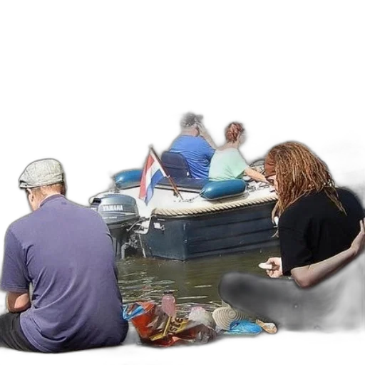 photorealistic, concept art, oil painting, underwater, beach, group, people, sitting transparent PNG cut-out