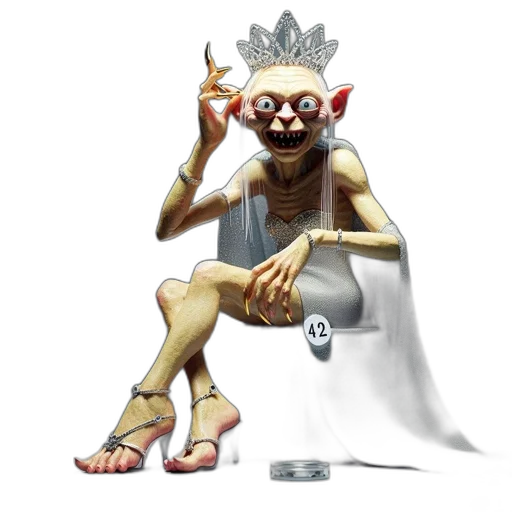 staff, creature, crown, concept art, fantasy art, 3d render, comic book art, mischievous transparent PNG cut-out