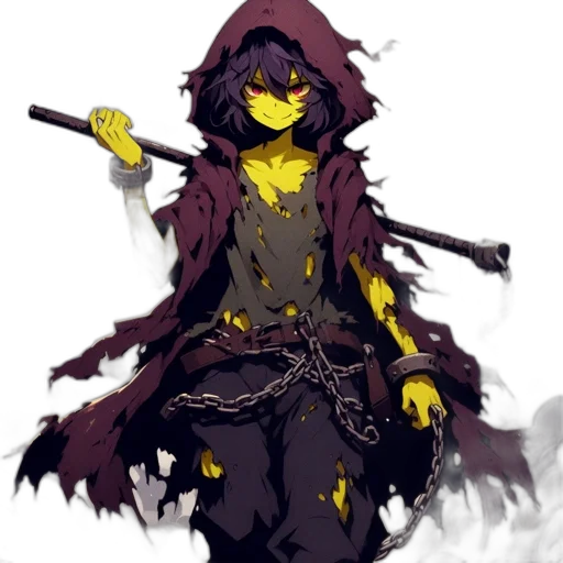 staff, mask, weapon, concept art, pixel art, fantasy art, anime, dark transparent PNG cut-out