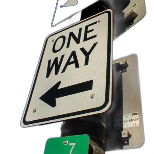 3d render, one, way, sign, arrow, pointing, left transparent PNG cut-out