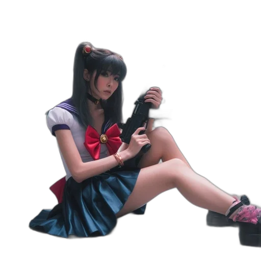 shoes, weapon, dress, robot, anime, 3d render, photorealistic, concept art transparent PNG cut-out