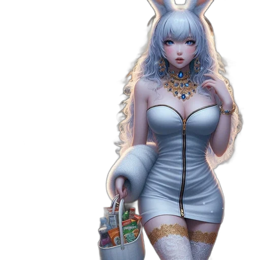 dress, jewelry, fantasy art, concept art, 3d render, anime, pastel, blue transparent PNG cut-out