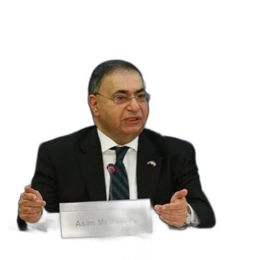 staff, man, suit, speaking, table, nameplate, reads, asim transparent PNG cut-out