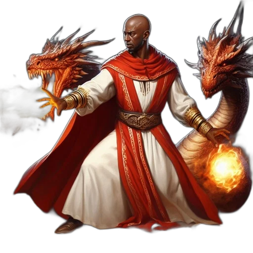 dragon, staff, fantasy art, concept art, comic book art, pixel art, fire, red transparent PNG cut-out