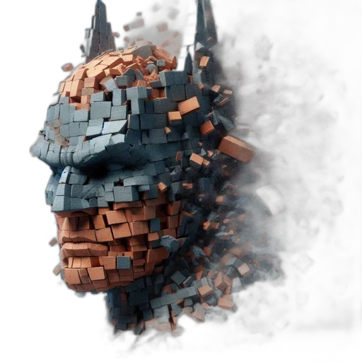mask, face, robot, crown, concept art, fantasy art, 3d render, pixel art transparent PNG cut-out