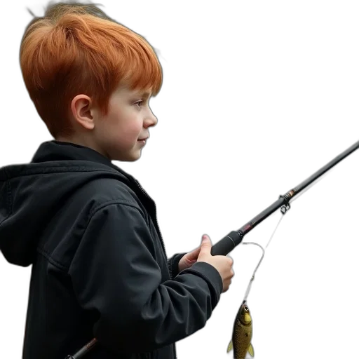 weapon, staff, sword, photorealistic, young, boy, red, hair transparent PNG cut-out