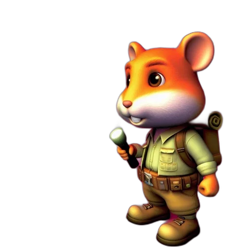staff, animal, weapon, 3d render, concept art, hamster, explorer, gear transparent PNG cut-out