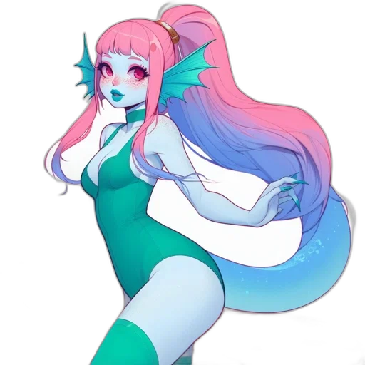 creature, staff, dragon, dress, vaporwave, anime, fantasy art, concept art transparent PNG cut-out
